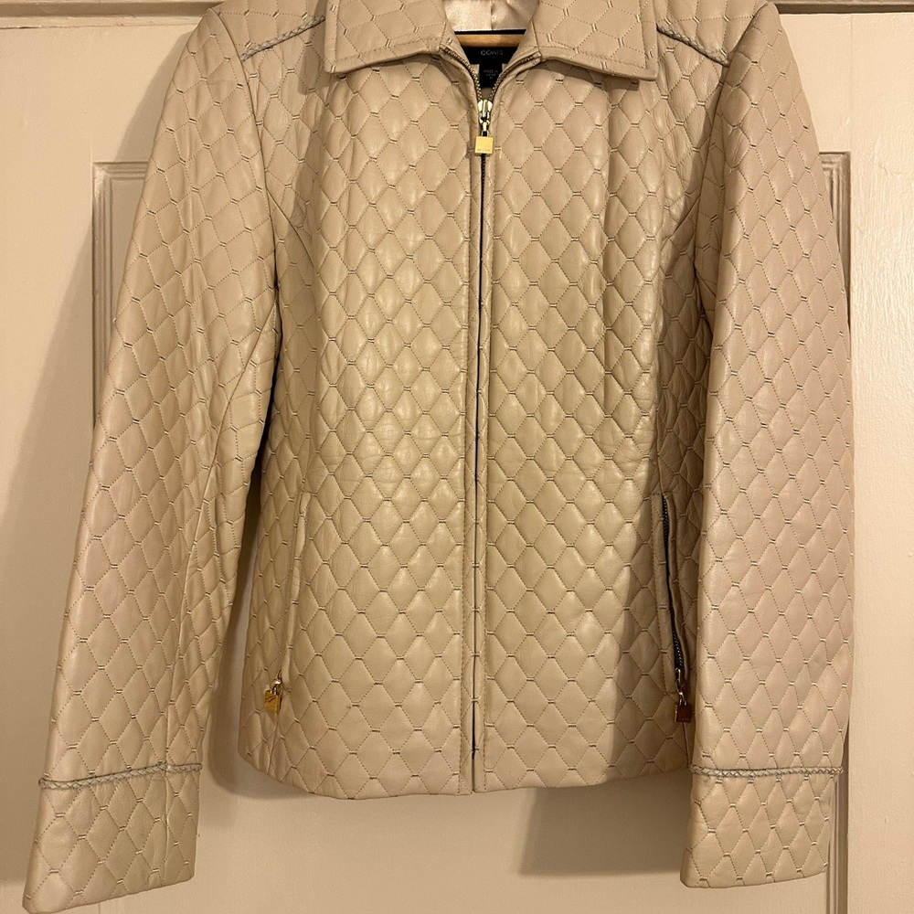St. John Quilted Beige Leather Jacket